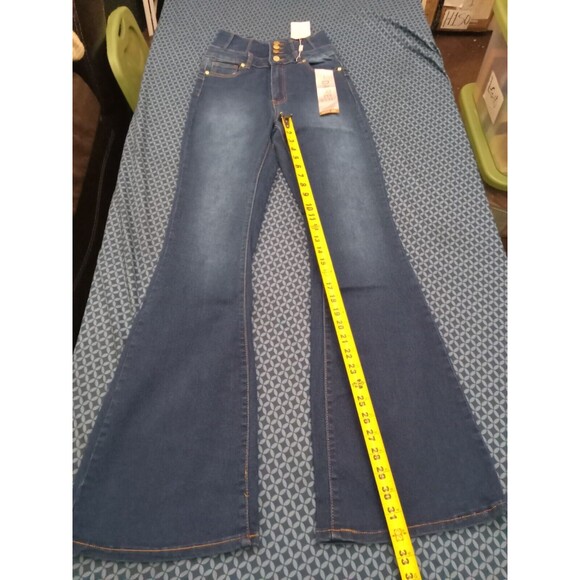 WAIST 25 INCHES SIZE 5 FLARE JEANS STRETCH PUSH UP DENIM BLUE  5-3 CTP1205  SZ5 - Picture 5 of 11